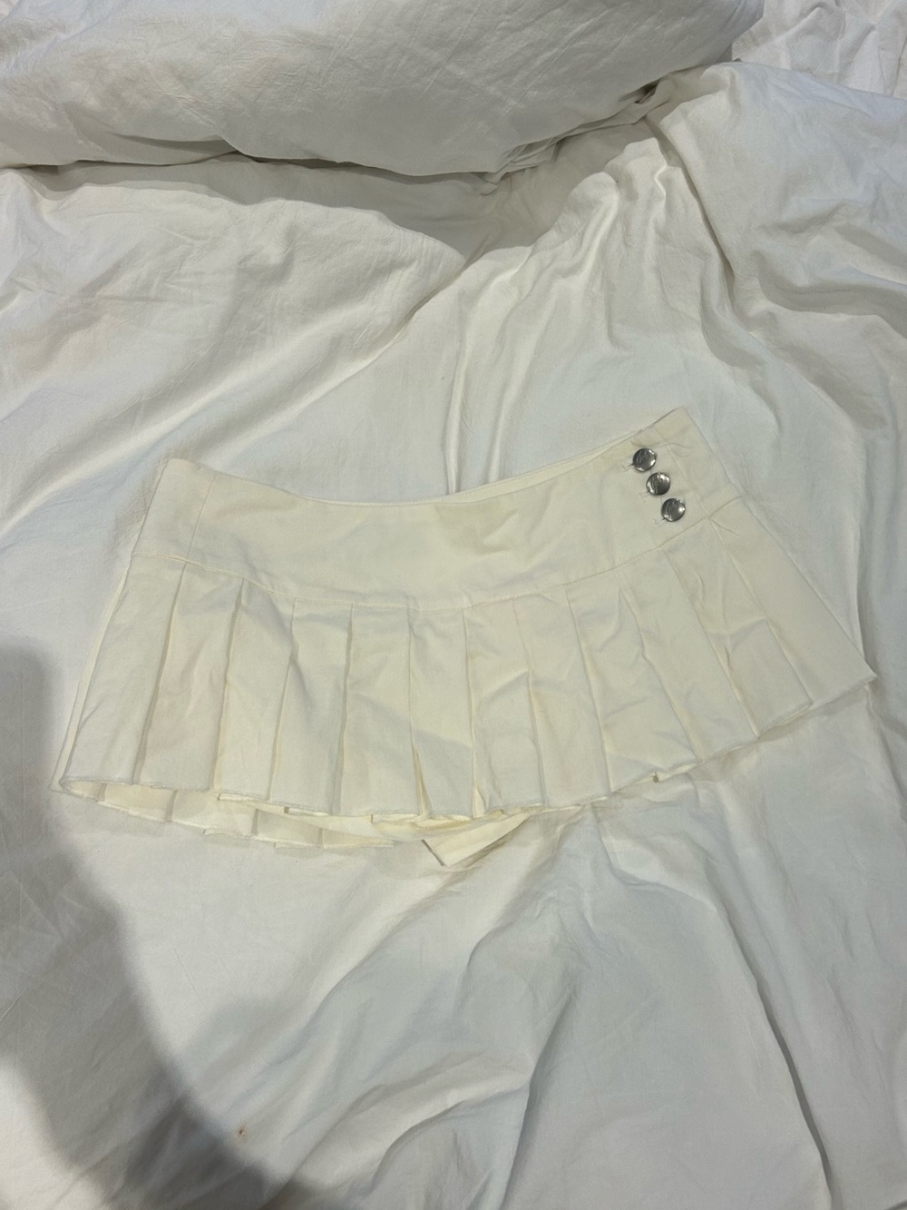 I.AM.GIA Cream Pleated Mini Skort with Silver Buttons